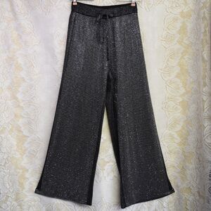 Ontwelfth Womens Size Small Wide Leg Black Gaucho Rhinestone Bling Pants Sparkly